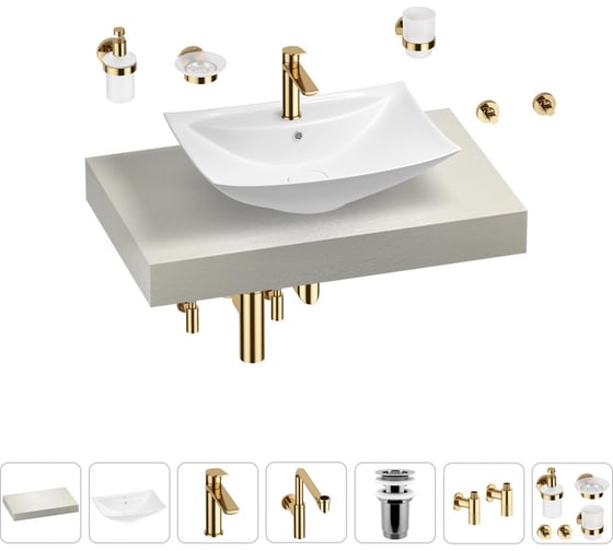 Комплект мебели для ванной комнаты с раковиной Wellsee Genuine Tree 201018933 1