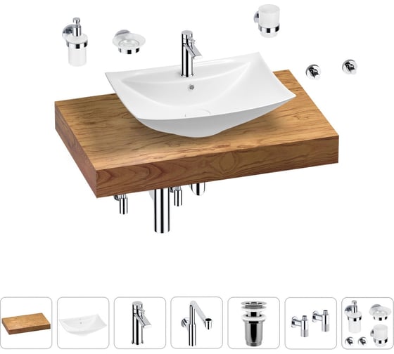 Комплект мебели с раковиной Wellsee Genuine Tree 201018956 1