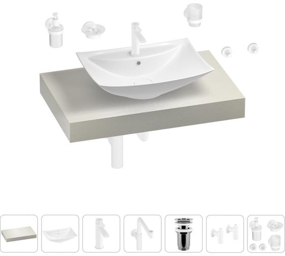 Комплект мебели для ванной комнаты с раковиной Wellsee Genuine Tree 201018940 1