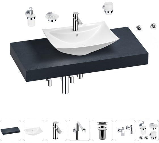 Комплект мебели для ванной комнаты с раковиной Wellsee Genuine Tree 201019001 1