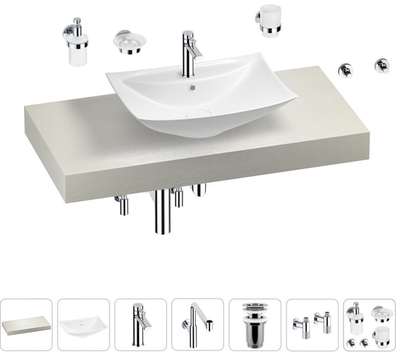 Комплект мебели для ванной комнаты с раковиной Wellsee Genuine Tree 201018996 1