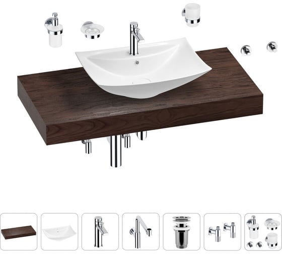 Комплект мебели для ванной комнаты с раковиной Wellsee Genuine Tree 201019026 1