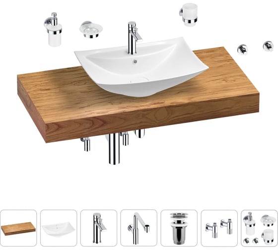 Комплект мебели с раковиной Wellsee Genuine Tree 201019016 1