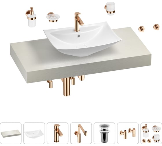 Комплект мебели для ванной комнаты с раковиной Wellsee Genuine Tree 201018994 1