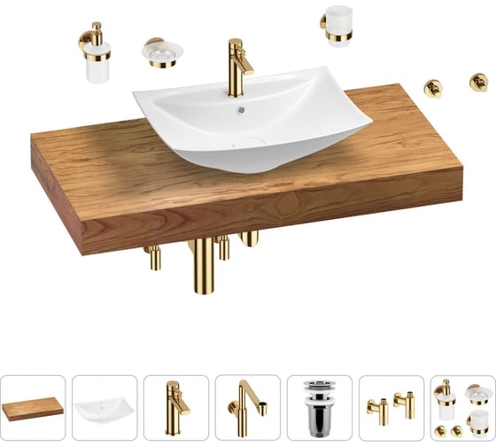 Комплект мебели с раковиной Wellsee Genuine Tree 201019018 1