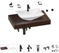 Комплект мебели для ванной комнаты с раковиной Wellsee Genuine Tree 201018967