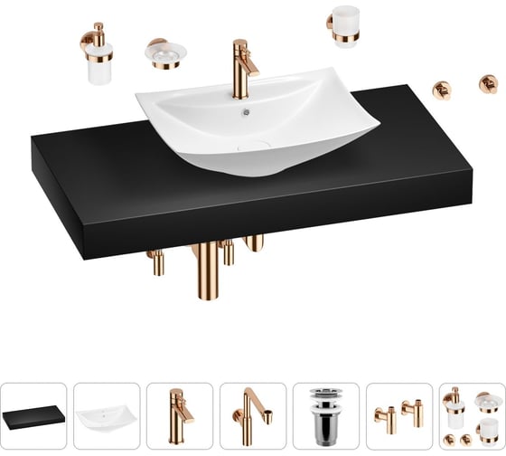 Комплект мебели для ванной комнаты с раковиной Wellsee Genuine Tree 201019049 1