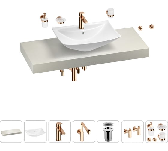 Комплект мебели для ванной комнаты с раковиной Wellsee Genuine Tree 201019054 1