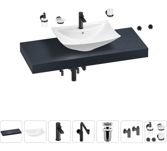 Комплект мебели для ванной комнаты с раковиной Wellsee Genuine Tree 201019067 1