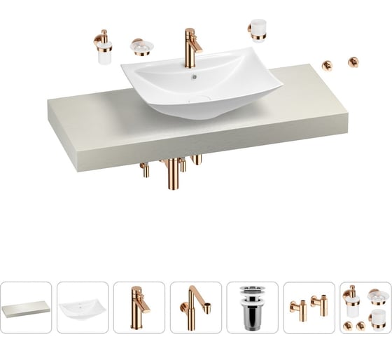 Комплект мебели для ванной комнаты с раковиной Wellsee Genuine Tree 201019059 1