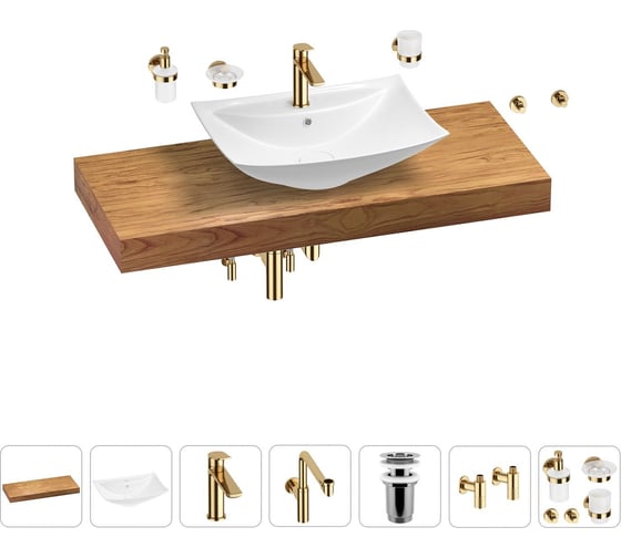 Комплект мебели с раковиной Wellsee Genuine Tree 201019073 1