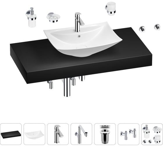 Комплект мебели для ванной комнаты с раковиной Wellsee Genuine Tree 201019041 1