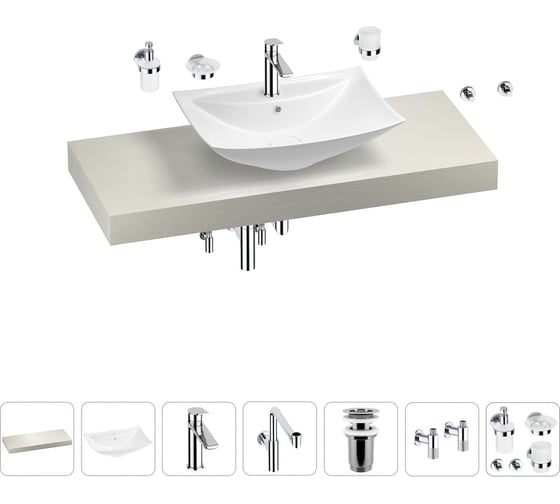 Комплект мебели для ванной комнаты с раковиной Wellsee Genuine Tree 201019051 1