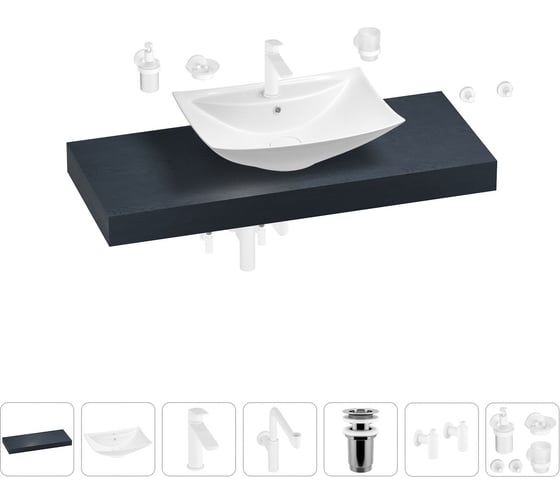 Комплект мебели для ванной комнаты с раковиной Wellsee Genuine Tree 201019065 1