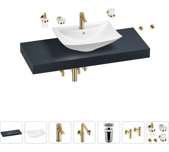 Комплект мебели для ванной комнаты с раковиной Wellsee Genuine Tree 201019068 1