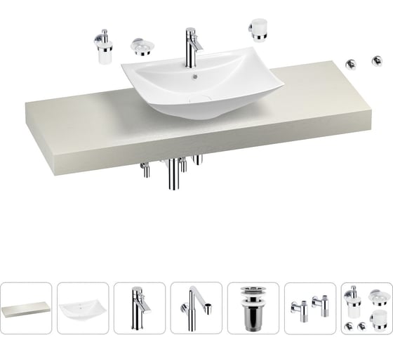 Комплект мебели для ванной комнаты с раковиной Wellsee Genuine Tree 201019116 1