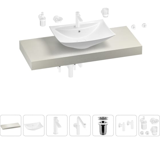 Комплект мебели для ванной комнаты с раковиной Wellsee Genuine Tree 201019060 1