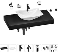 Комплект мебели для ванной комнаты с раковиной Wellsee Genuine Tree 201019042