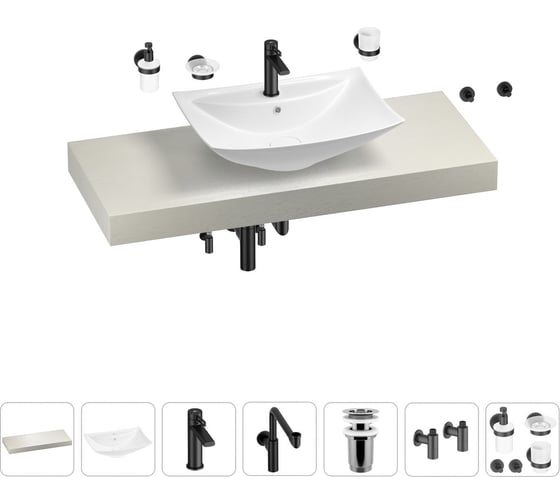 Комплект мебели для ванной комнаты с раковиной Wellsee Genuine Tree 201019057 1