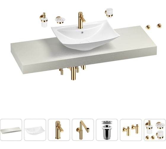 Комплект мебели для ванной комнаты с раковиной Wellsee Genuine Tree 201019118 1