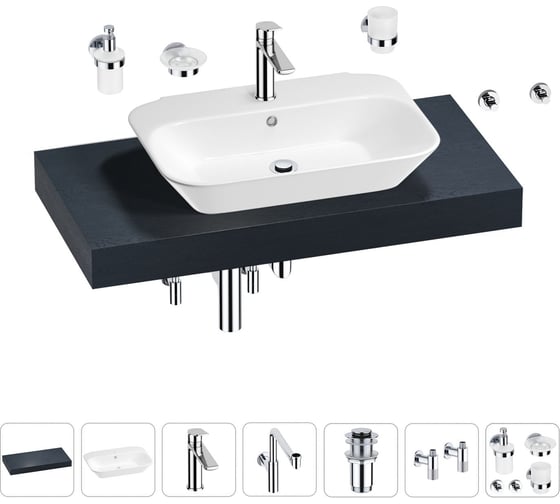 Комплект мебели для ванной комнаты с раковиной Wellsee Genuine Tree 201019181 1