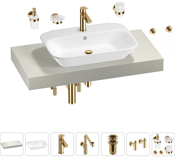 Комплект мебели для ванной комнаты с раковиной Wellsee Genuine Tree 201019173 1