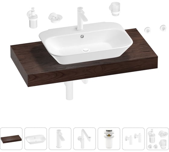 Комплект мебели для ванной комнаты с раковиной Wellsee Genuine Tree 201019210 1
