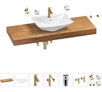 Комплект мебели для ванной комнаты с раковиной Wellsee Genuine Tree 201019133