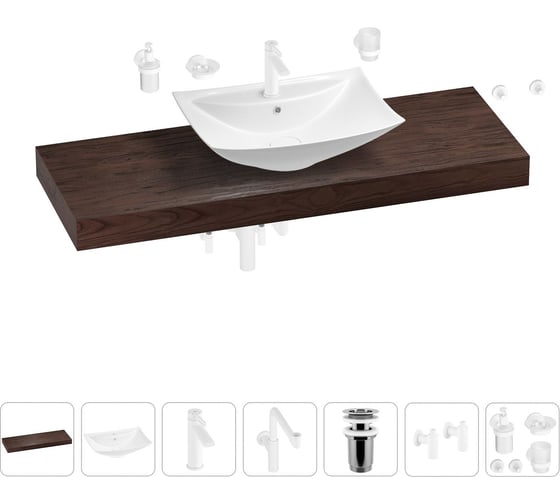 Комплект мебели для ванной комнаты с раковиной Wellsee Genuine Tree 201019150 1