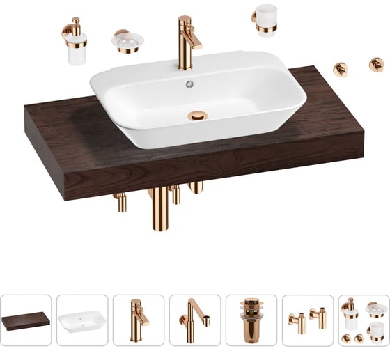 Комплект мебели для ванной комнаты с раковиной Wellsee Genuine Tree 201019209 1