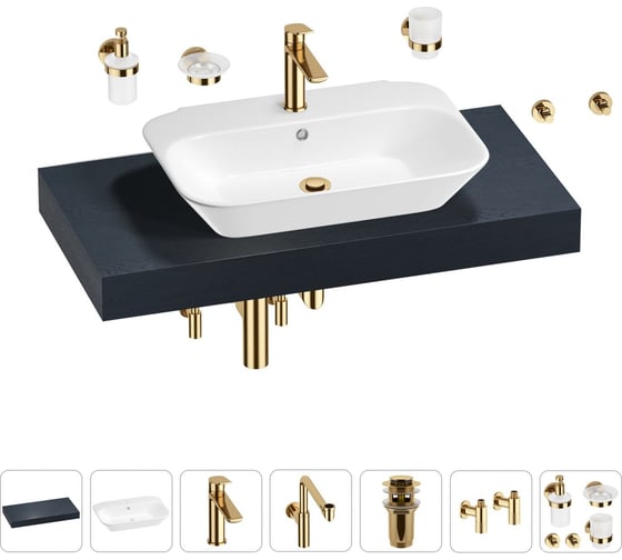 Комплект мебели для ванной комнаты с раковиной Wellsee Genuine Tree 201019183 1