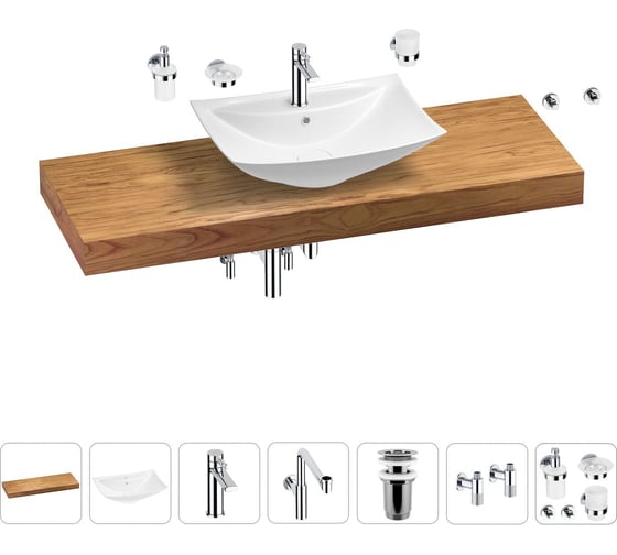 Комплект мебели для ванной комнаты с раковиной Wellsee Genuine Tree 201019136 1