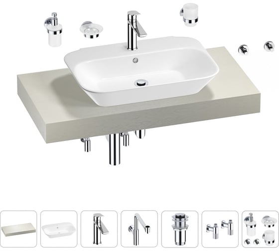 Комплект мебели для ванной комнаты с раковиной Wellsee Genuine Tree 201019171 1