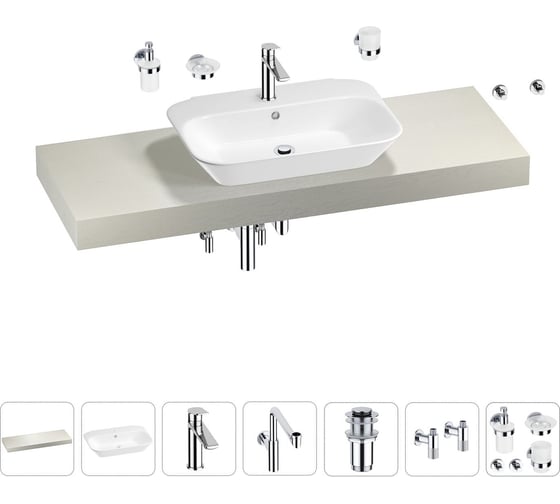 Комплект мебели для ванной комнаты с раковиной Wellsee Genuine Tree 201019291 1