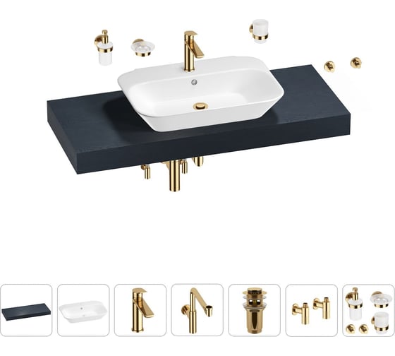 Комплект мебели для ванной комнаты с раковиной Wellsee Genuine Tree 201019243 1