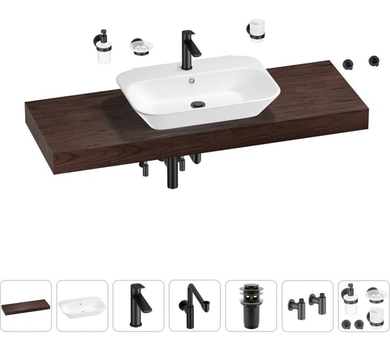 Комплект мебели для ванной комнаты с раковиной Wellsee Genuine Tree 201019322 1