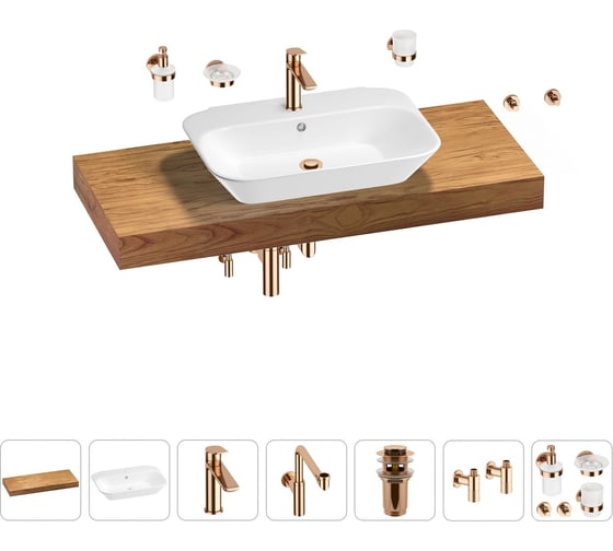 Комплект мебели с раковиной Wellsee Genuine Tree 201019254 1