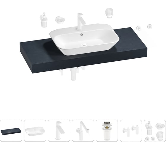 Комплект мебели для ванной комнаты с раковиной Wellsee Genuine Tree 201019245 1