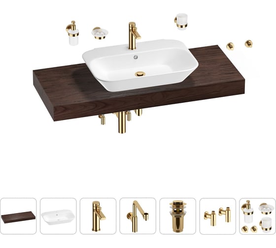 Комплект мебели для ванной комнаты с раковиной Wellsee Genuine Tree 201019268 1