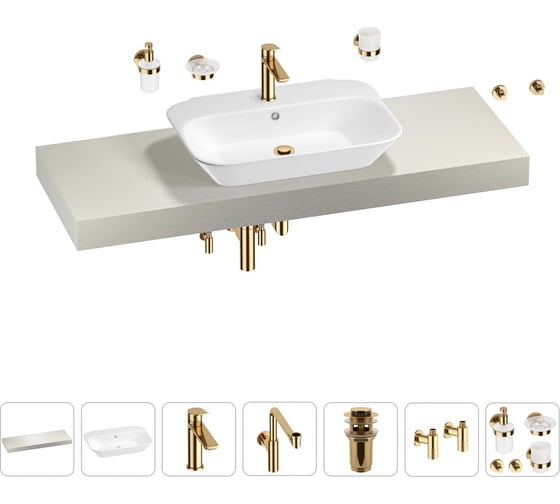 Комплект мебели для ванной комнаты с раковиной Wellsee Genuine Tree 201019293 1