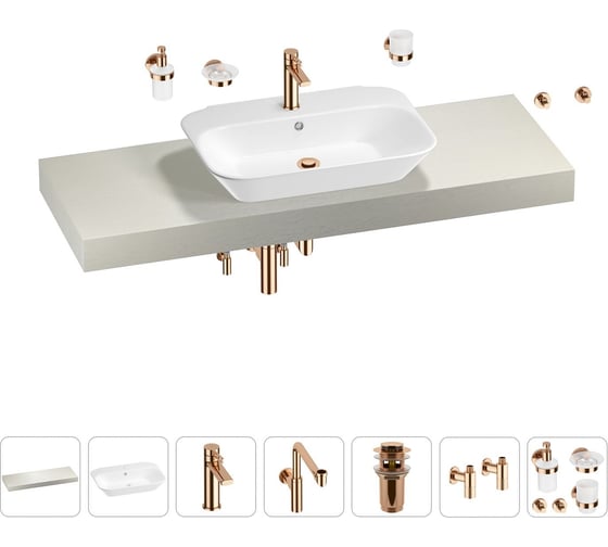 Комплект мебели для ванной комнаты с раковиной Wellsee Genuine Tree 201019299 1