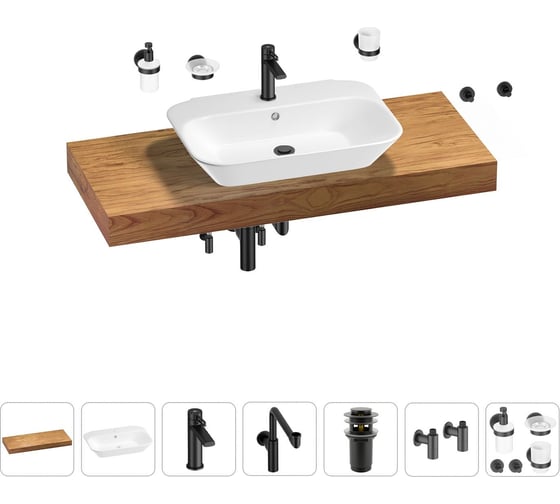 Комплект мебели с раковиной Wellsee Genuine Tree 201019257 1