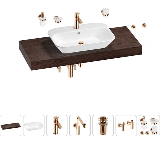 Комплект мебели для ванной комнаты с раковиной Wellsee Genuine Tree 201019264 1