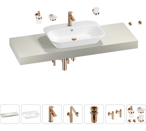 Комплект мебели для ванной комнаты с раковиной Wellsee Genuine Tree 201019294 1