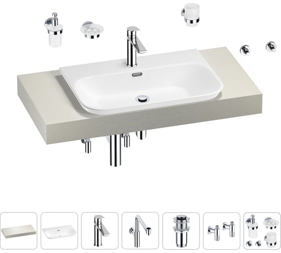 Комплект мебели для ванной комнаты с раковиной Wellsee Genuine Tree 201019351 1