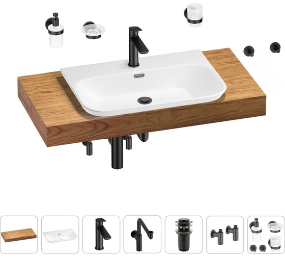 Комплект мебели с раковиной Wellsee Genuine Tree 201019372 1