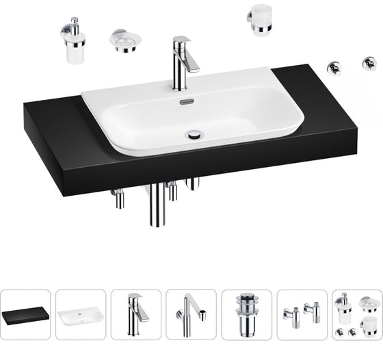 Комплект мебели для ванной комнаты с раковиной Wellsee Genuine Tree 201019401 1