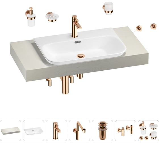 Комплект мебели для ванной комнаты с раковиной Wellsee Genuine Tree 201019359 1