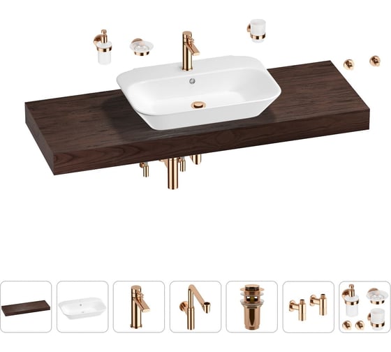 Комплект мебели для ванной комнаты с раковиной Wellsee Genuine Tree 201019329 1