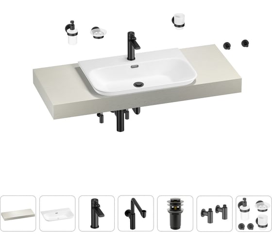 Комплект мебели для ванной комнаты с раковиной Wellsee Genuine Tree 201019417 1